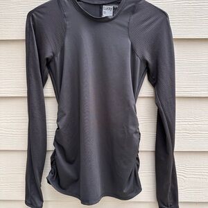 LUCKY IN LOVE Long Sleeve Black Athletic Tennis Top Shirt Size Small (A41)